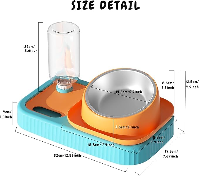 Elevated Dual Pet Bowl Set with Auto-Water Dispenser